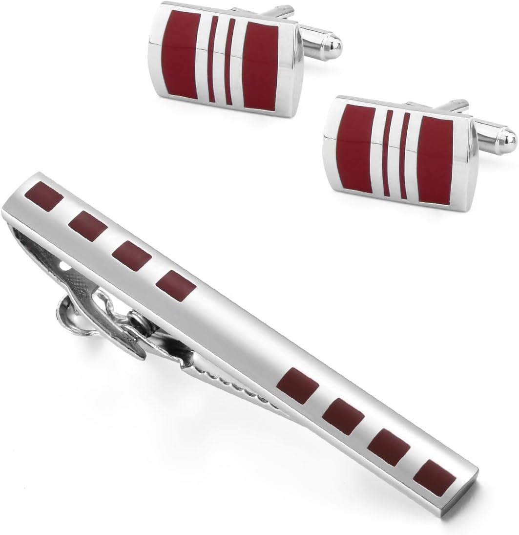 wynameleri Men's Cufflink and Tie Clip Set Fashion Designs with Luxury Gift Box for Party Business Wedding or Various Occasion