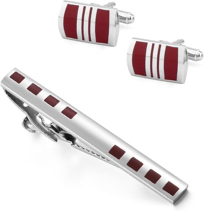 wynameleri Men's Cufflink and Tie Clip Set Fashion Designs with Luxury Gift Box for Party Business Wedding or Various Occasion