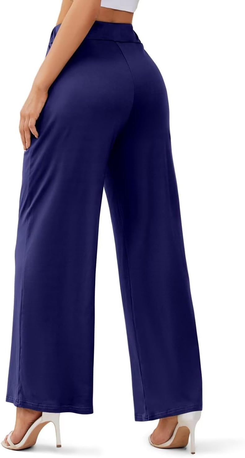 JZC Women's Wide Leg Casual Pants Cross Waist Palazzo Lounge Pajama Flowy Pants Yoga Sweatpants with Pockets