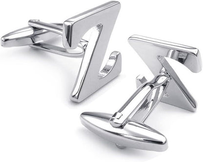 HONEY BEAR Men's Stainless Steel Alphabet Cufflinks with Wrist Collar Wedding Gift