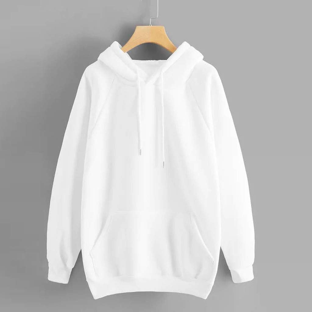 Women Hoodie Sweatshirt Fankle Sale Long Sleeve Drawstring Solid Tops Blouse Coat with Pockets