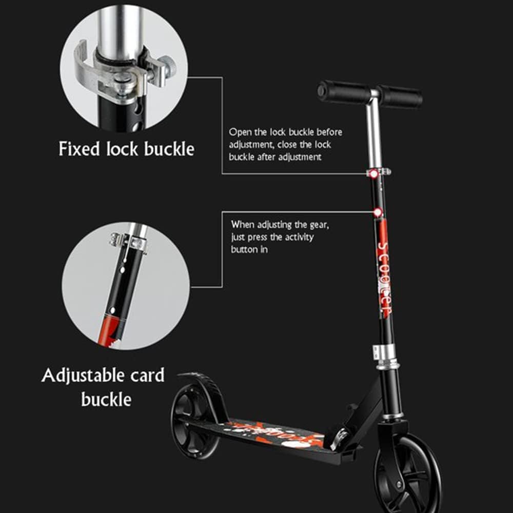 DORSA Scooters for Adults Teens, Kick Scooter with Adjustable Height Dual Suspension and Shoulder Strap Big Wheels Scooter Black, D-M-105-SC-BLACK