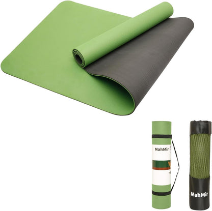 MahMir Yoga Mat Anti-Slip Exercise Mat with Carrying Bag Fitness Mat for Pilates 183CM*61CM*6MM Thickness for Woman Man Beginners