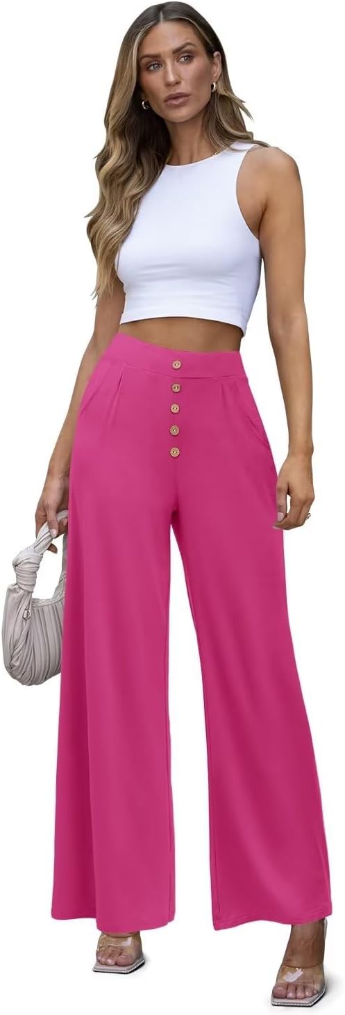 JZC Women's Wide Leg Casual Pants Cross Waist Palazzo Lounge Pajama Flowy Pants Yoga Sweatpants with Pockets