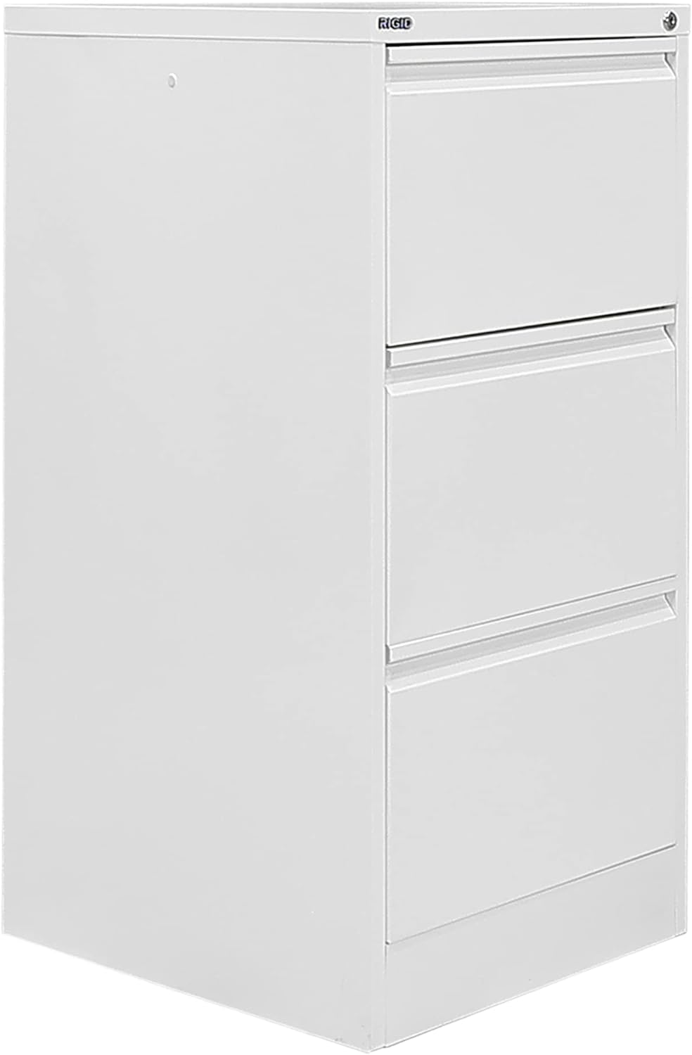 RIGID Steel Vertical Filing Cabinet Large Storage steel Cabinet, Metal Portable Cabinet with 3 Drawers for Legal (White)