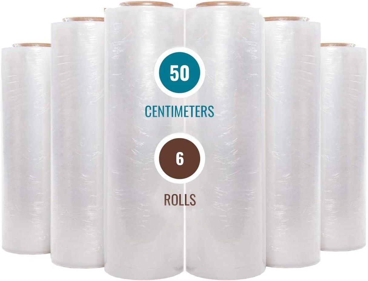 MARKQ [1 Roll] Clear Stretch Film Wrap - 500mm Heavy Duty Plastic Shrink Wrap for Pallet Wrap, Packing, Moving and Packaging - Cling Wrap, 1.20 kg, 400g core