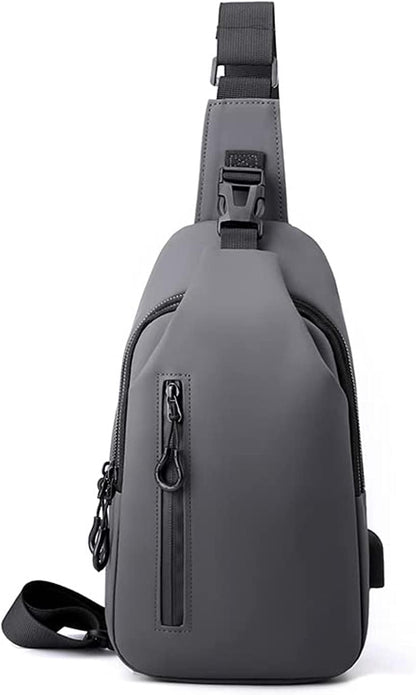 LTLCLZ Sling Crossbody Bag Small Shoulder Backpack for Men，External USB hole design，Waterproof Slim Chest Bags Casual Daypack for Travel Cycling