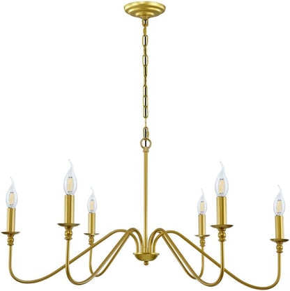 Miluolan Gold Chandelier, 6-Light Modern Chandelier for Dining Room, Bedroom, Foyer, Living Room, Kitchen Island, Entryway, Office, Bar,Farmhouse Decor