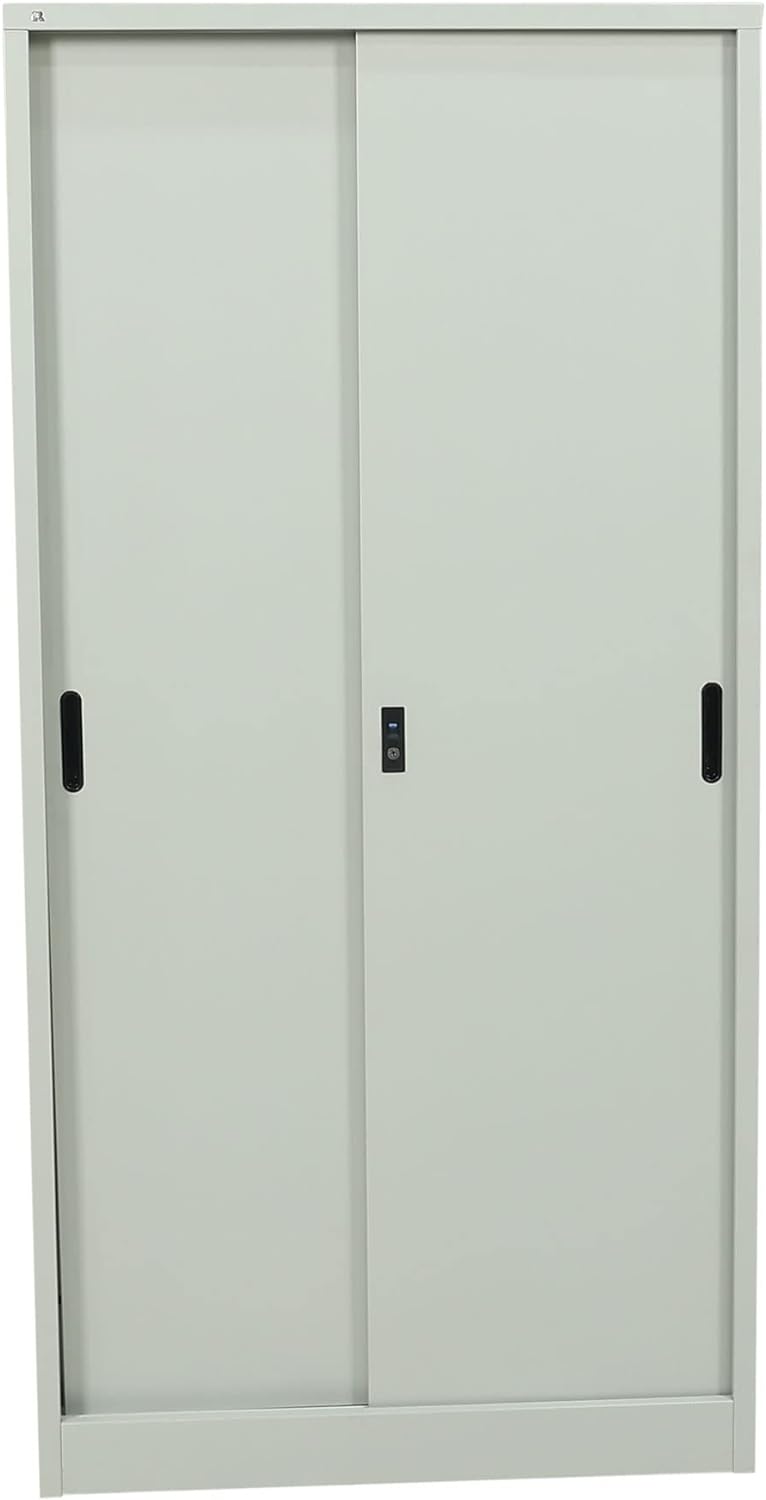 RIGID Steel Cupboard Sliding Door, Steel Filing Cupboard, Cabinet with Shelves Storage (White)