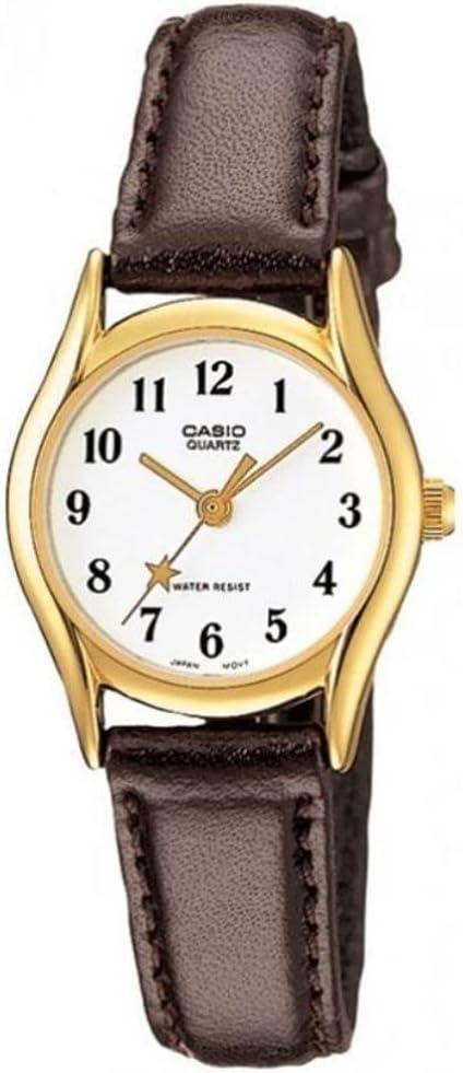 Casio Womens Quartz Watch, Analog Display and Leather Strap