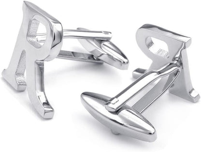 HONEY BEAR Men's Stainless Steel Alphabet Cufflinks with Wrist Collar Wedding Gift