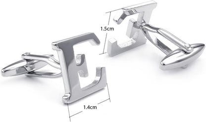 HONEY BEAR Men's Stainless Steel Alphabet Cufflinks with Wrist Collar Wedding Gift