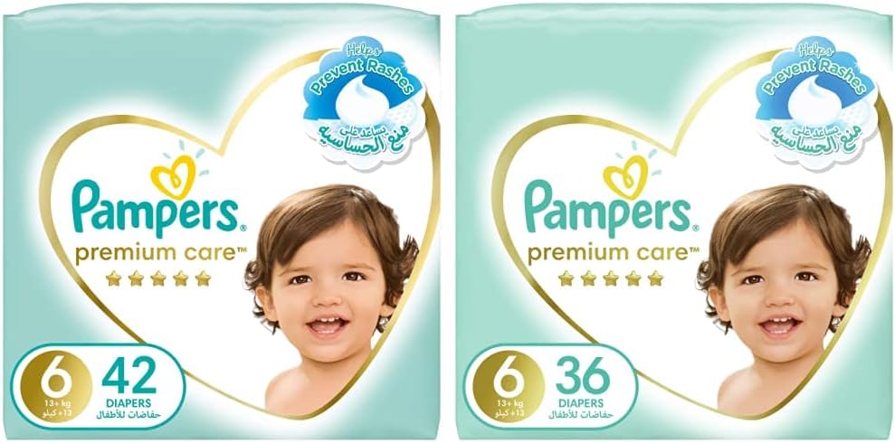 Pampers Premium Care Taped Baby Diapers, Size 6, 13+kg, Unique Softest Absorption for Ultimate Skin Protection, 120 Count