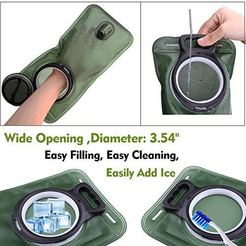 2 Liter Hydration Pack Bladder Leak Proof Water Reservoir Bladder Water Storage Bag Replacement for Hiking Biking Climbing Cycling Running-BPA Free, TPU, Large Opening (Green)