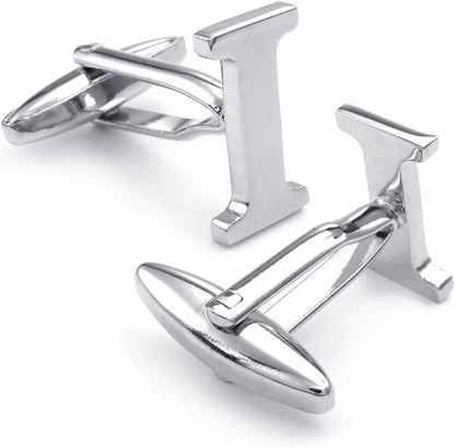 HONEY BEAR Men's Stainless Steel Alphabet Cufflinks with Wrist Collar Wedding Gift