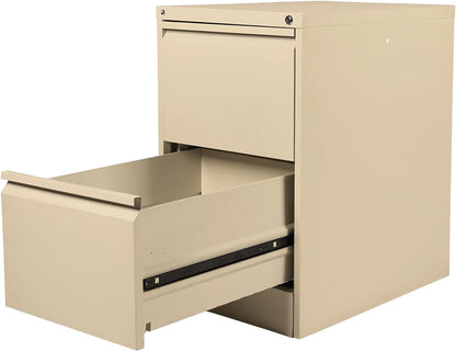 RIGID Steel Vertical Filing Cabinet Large Storage steel Cabinet, Metal Portable Cabinet with 2 Drawers for A4/Lette (White)