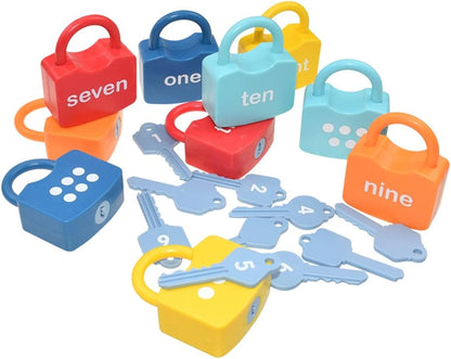 Beauenty 10PCS Kids Learning Locks with Keys Numbers Matching & Counting Montessori Math Educational Toys for Toddlers Ages 3 yrs+ Boys and Girls Preschool Games Gifts