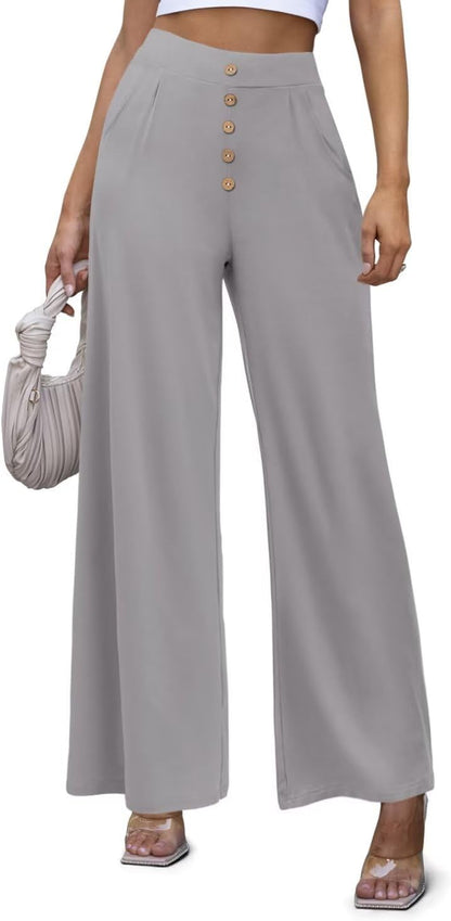 JZC Women's Wide Leg Casual Pants Cross Waist Palazzo Lounge Pajama Flowy Pants Yoga Sweatpants with Pockets