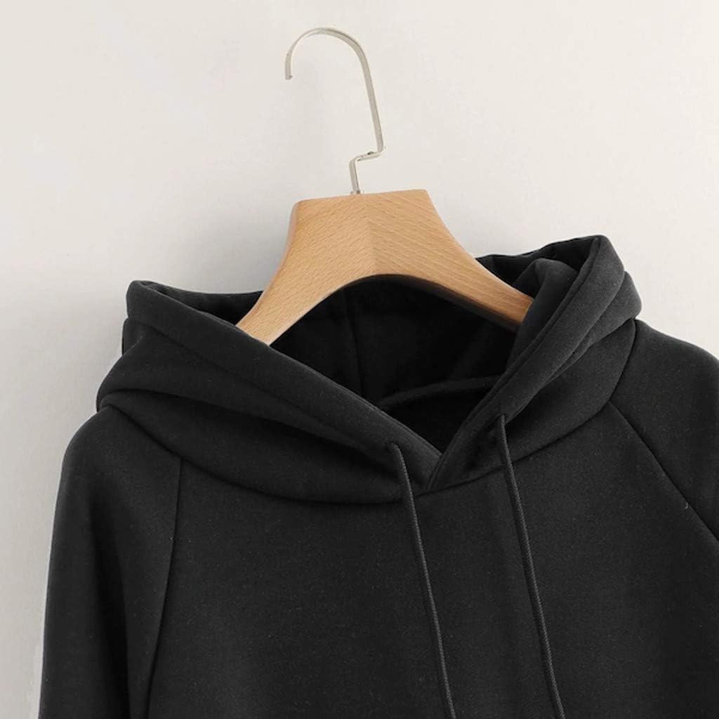 Women Hoodie Sweatshirt Fankle Sale Long Sleeve Drawstring Solid Tops Blouse Coat with Pockets