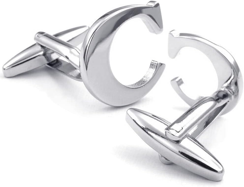 HONEY BEAR Men's Stainless Steel Alphabet Cufflinks with Wrist Collar Wedding Gift