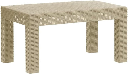 Plastdour Side Table Outdoor Low Table Patio Furniture Plastic Side Table Square Table Rattan Furniture Balcony Table Side Table Outdoor Patio Furniture Rattan Table Garden Table – 50x50x40 cm (White)