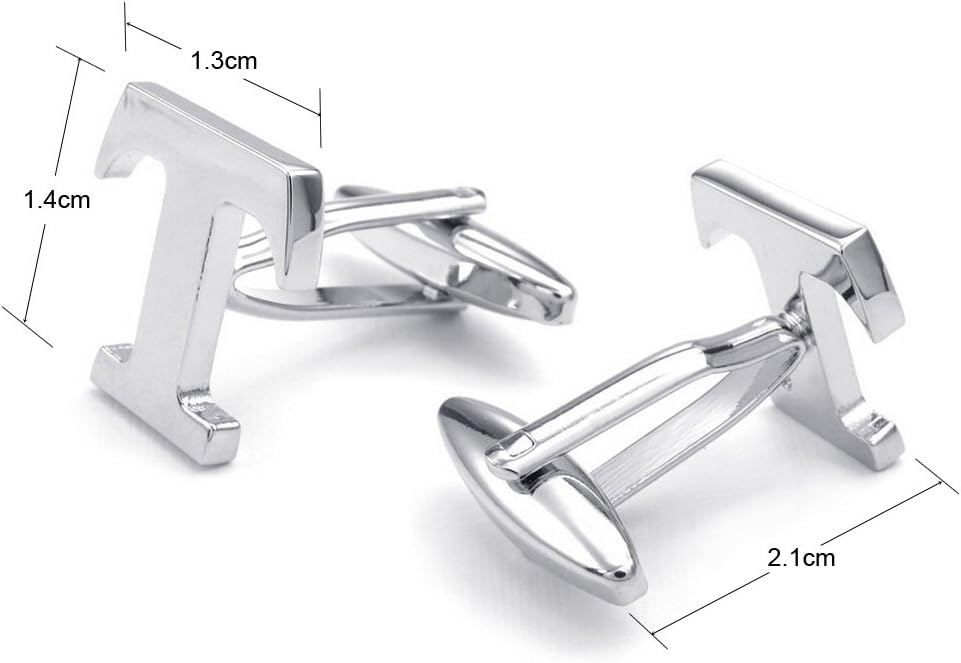 HONEY BEAR Men's Stainless Steel Alphabet Cufflinks with Wrist Collar Wedding Gift