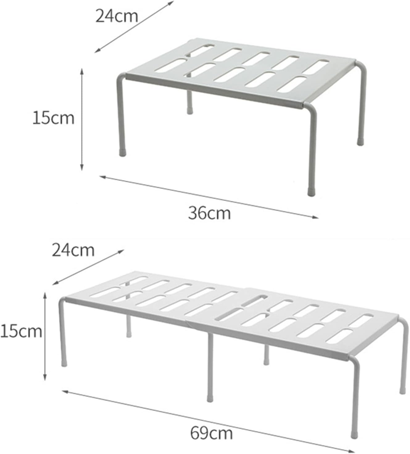 conobo Expandable Storage Rack, Set of 2 Kitchen Countertop Organizer Shelf, Cabinet Shelf Organizers Storage Rack Space Riser, Pantry Cupboard Shelf Home Organization and Storage (A)