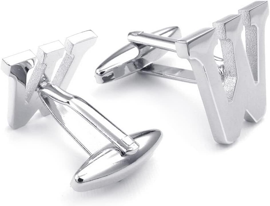 HONEY BEAR Men's Stainless Steel Alphabet Cufflinks with Wrist Collar Wedding Gift