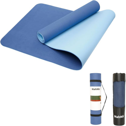 MahMir Yoga Mat Anti-Slip Exercise Mat with Carrying Bag Fitness Mat for Pilates 183CM*61CM*6MM Thickness for Woman Man Beginners