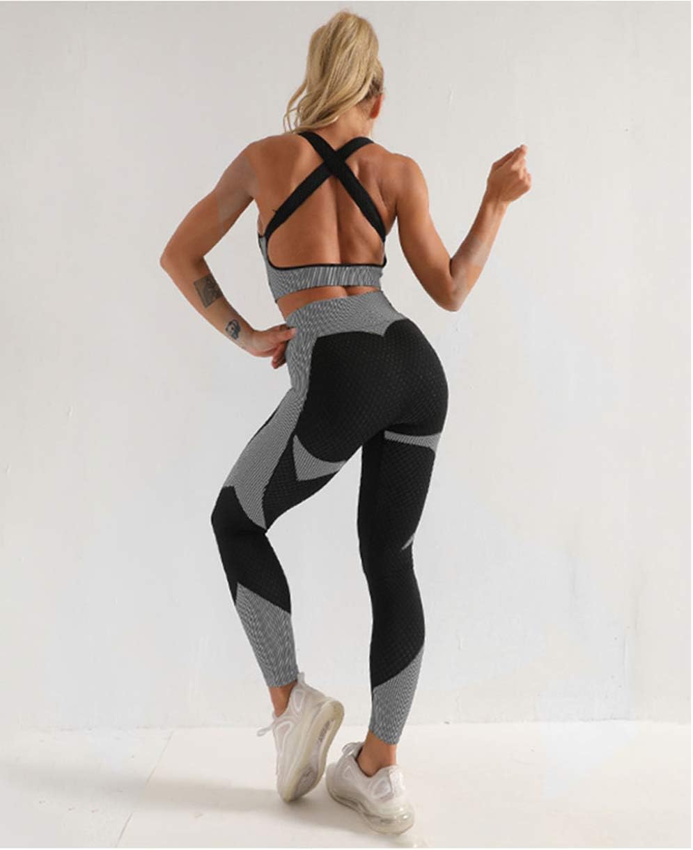 Veriliss 3pcs Gym Clothes for Women Tracksuit Womens Full Set Outfits Workout Joggers Yoga Sportswear Leggings and Stretch Sports Bra Jumpsuits Clothes Sets