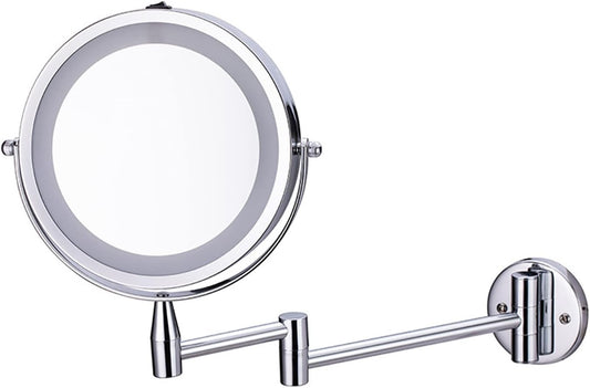 KERUIDEER Wall Hanging Magnifying Mirror 5X for Bathroom Extendable Punch Free Makeup Mirror with Glue(Dia.7.8")