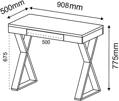 Artany Veneza Desk, Nogal, W 90.8 X D 50 cm H 77.6