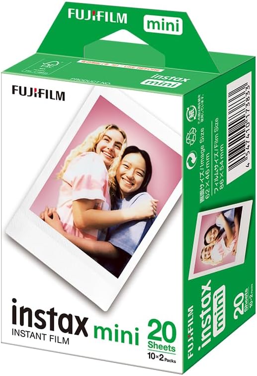 Fujifilm 16386016 Instax Film For Instax Mini 12/11/9, Mini EVO,Mini 40,Mini Liplay,Mini Link, Mini 90, 2 X 10 Sheets, Packaging May Vary, White Border