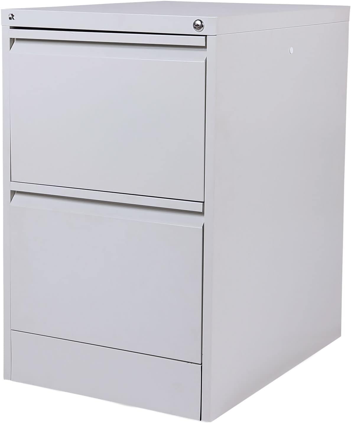 RIGID Steel Vertical Filing Cabinet Large Storage steel Cabinet, Metal Portable Cabinet with 2 Drawers for A4/Lette (White)