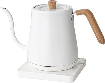 Jorunb Gooseneck Electric Kettle Temperature Control 0.8L, 4 Modes Pour Over Coffee and Tea Kettle Wood Handle, 100% Stainless Steel Inner with Leak Proof Design, 1000W Rapid Heating