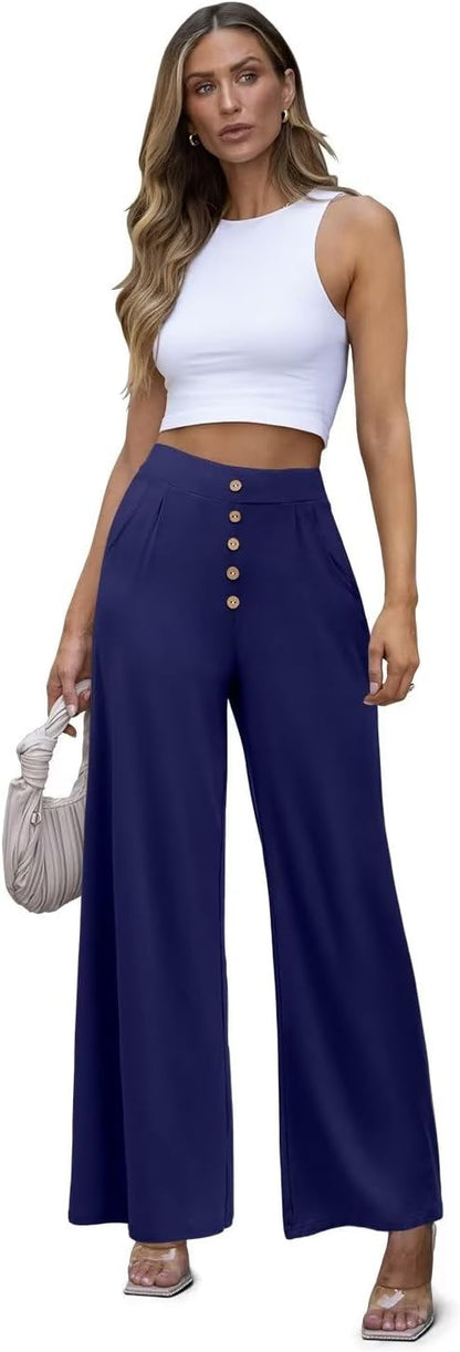 JZC Women's Wide Leg Casual Pants Cross Waist Palazzo Lounge Pajama Flowy Pants Yoga Sweatpants with Pockets