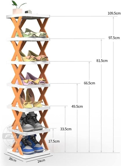 NOLEGAFree Installation Folding Multi-layer Shoe Rack, Household Economic (Yellow 5 Layers)