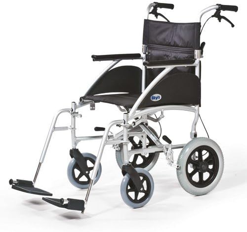 Days Swift Attendant Propelled Wheelchair, Lightweight Foldable Mobility Aid for Physically Impaired, Handicapped and Elderly users. 46cm, Silver Colour