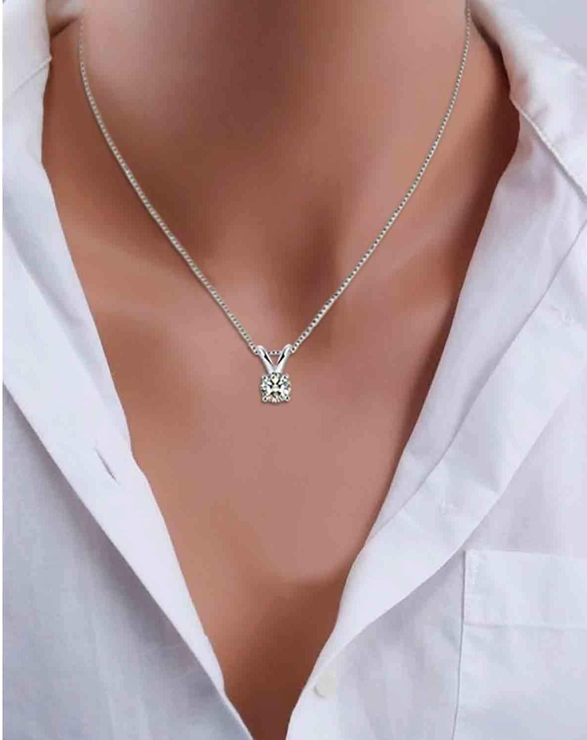 Swarovski Elements Crystal 925 Sterling Silver Pendant Fashion Necklace for Women Ladies Girls Gift JRosee Jewelry