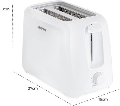 Geepas 2 Slice Bread Toaster, Variable Browning Setting, GBT36515 | Cancel Function | Removable Crumb Tray | Wide Slots and High Lift Feature | Cord Storage