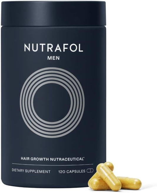 Nutrafol Men's Hair Growth Supplements, Clinically Tested for Visibly Thicker Hair and Scalp Coverage, Dermatologist Recommended - 1 Month Supply