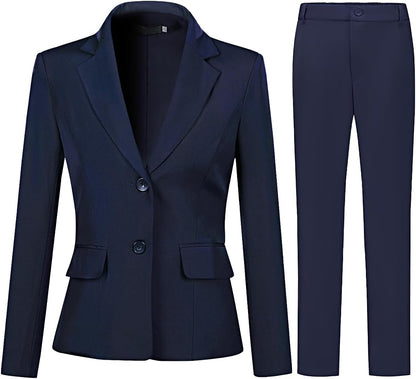 YUNCLOS Women 2 Piece Suit Set Work Office Two Button Blazer Jacket and Pants