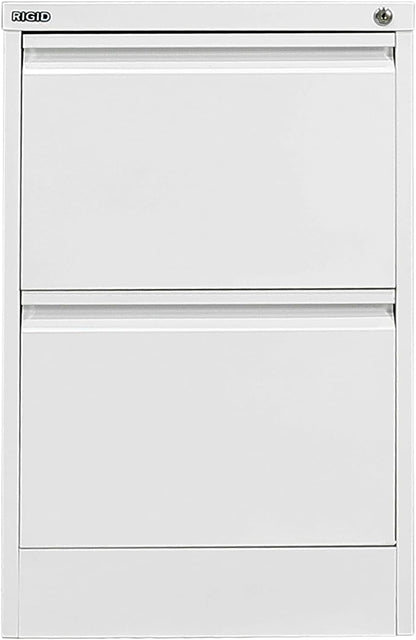 RIGID Steel Vertical Filing Cabinet Large Storage steel Cabinet, Metal Portable Cabinet with 2 Drawers for A4/Lette (White)