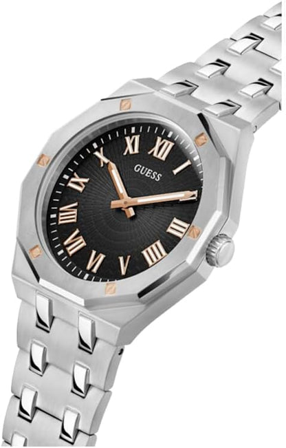 GUESS Silver-Tone Sunburst Analog Watch