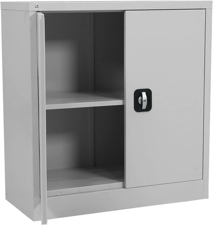 RIGID Office Cupboard Low Height, Steel Filing Cupboard, Cabinet with Shelves Storage Compartment (Black)