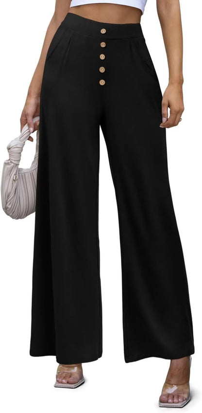 JZC Women's Wide Leg Casual Pants Cross Waist Palazzo Lounge Pajama Flowy Pants Yoga Sweatpants with Pockets