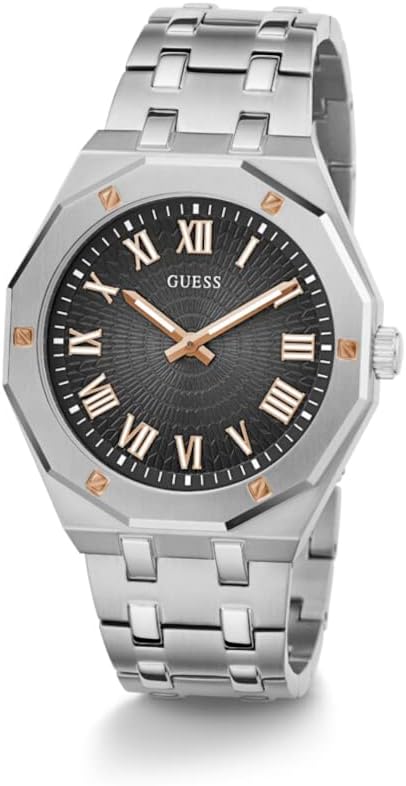 GUESS Silver-Tone Sunburst Analog Watch