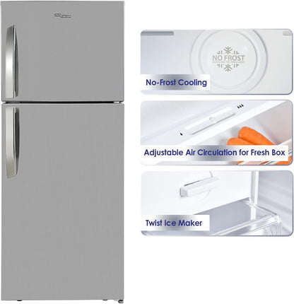 Super General 510 Liters Gross Double Door Refrigerator-Freezer, No-Frost, Multi-Flow-Cooling, Lock & Key, Inox, SGR-510-l, 70.5 x 68.2 x 178 cm, 1 Year Warranty