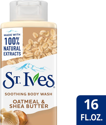 St. Ives Body Wash - Soothing Moisturizing Cleanser with Oatmeal & Shea Butter, Made with Plant-Based Cleansers and 100% Natural Extracts