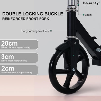 Beauenty Kick Scooter for Kids, Teens, Adult Riders Up to 150KG, 2-Wheel Scooter Foldable to Carry